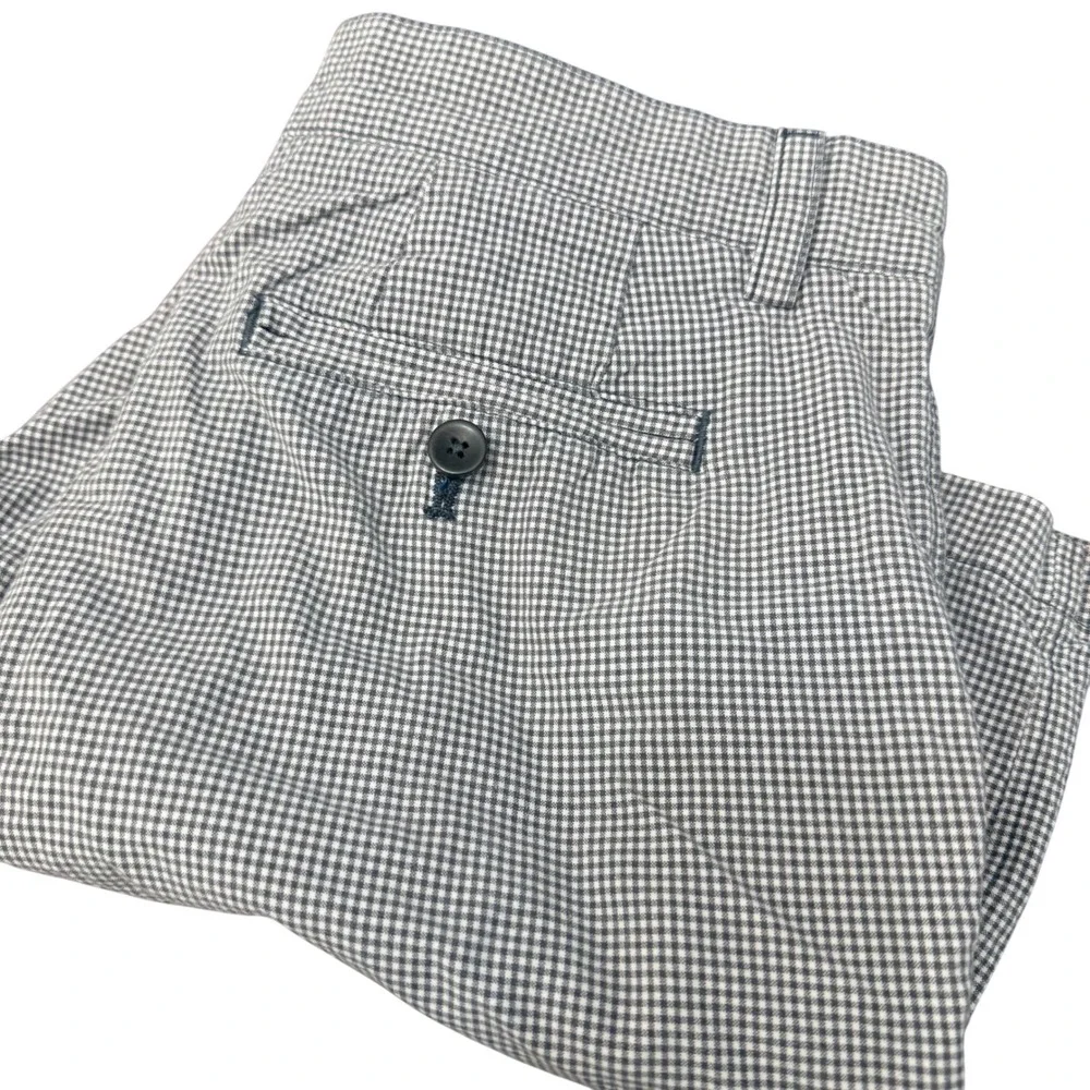 Banana Republic Aiden Short Mens 30 Blue White Gingham Slim Fit Chino Shorts